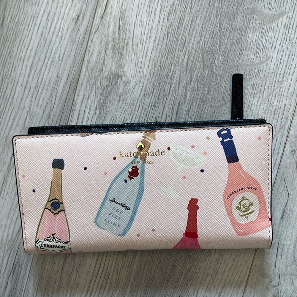 Kate Spade champagne bottles medium  wallet